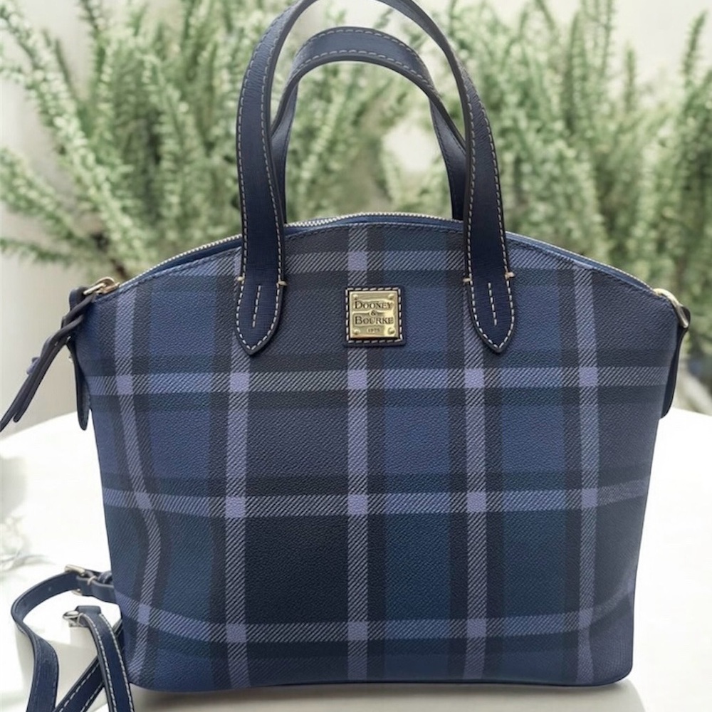 Dooney & Bourke Graham Plaid Zip Satchel in excellent condition.